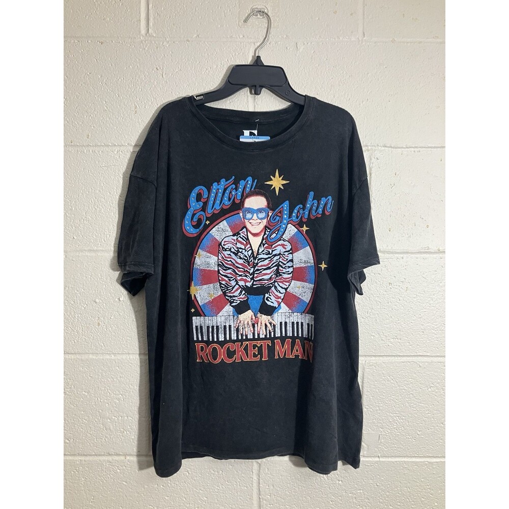 Elton John Rocket Man Women's T-Shirt L Official Merch Bling Rhinestones Tee